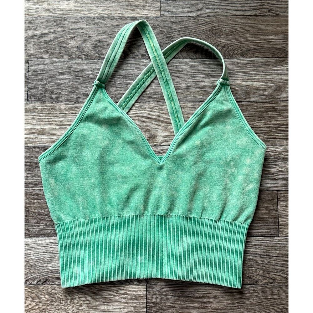 Zenana Outfitters Mineral Wash Strappy Bralette Crop Top